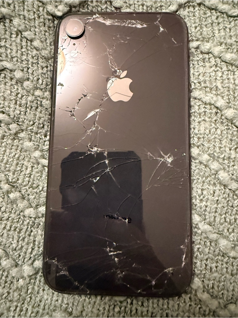 Apple iPhone XR Black Rear Glass Panel - Cracked Back